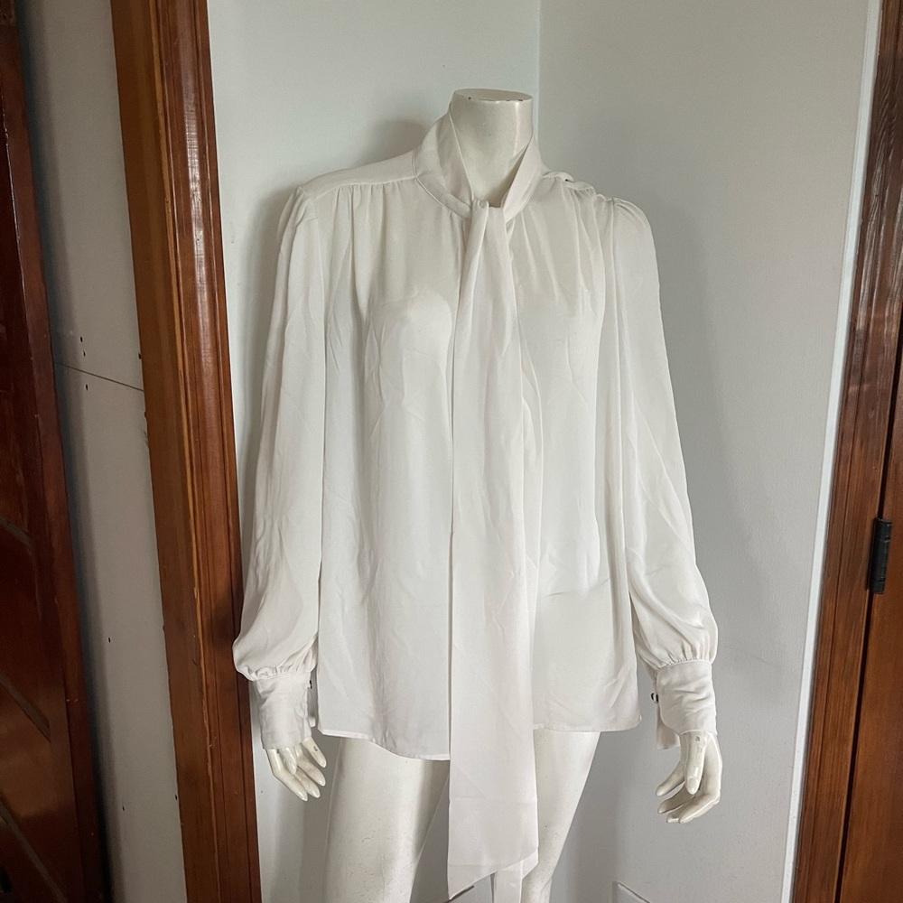 Ralph Lauren White Women's Blouse with Tie Neck